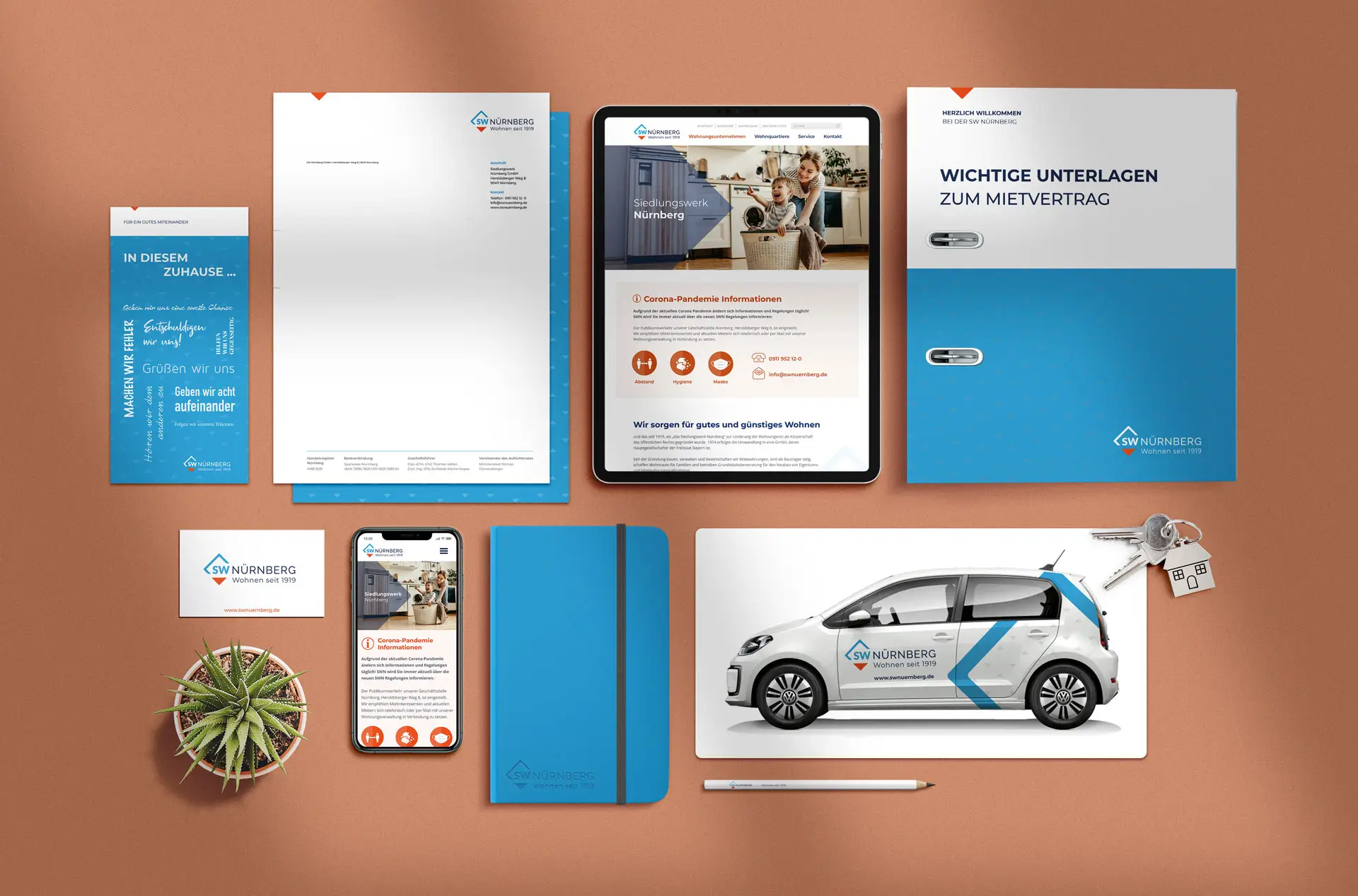 SW Nürnberg Corporate Design mit Briefpapier, Visitenkarte, Flyer und Website